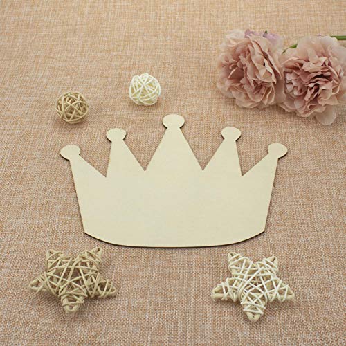 JANOU 6pcs Crown Shaped Wood DIY Craft Cutouts Unfinished Wooden Blank Wood Embellishments Ornaments for Wedding Birthday Christmas Party Decoration, JANOU