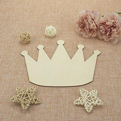 JANOU 6pcs Crown Shaped Wood DIY Craft Cutouts Unfinished Wooden Blank Wood Embellishments Ornaments for Wedding Birthday Christmas Party Decoration, - WoodArtSupply