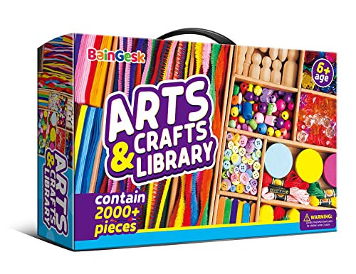 Arts and Crafts Supplies for Kids, 2000+ Piece Craft Kits Library in Craft  Box, Crafting Supplies Set for Kids Ages 4, 5, 6, 7, 8, 9, 10, 11 &12 Year
