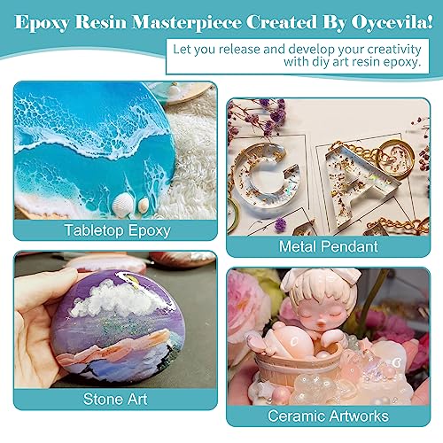 32oz Epoxy Resin Kit - Food Grade Epoxy Resin (16oz Resin +16oz Hardener), Crystal Clear & Easy Mix 1:1 Epoxy Resin for Countertops, Bar, Crafts, Etc Oycevila