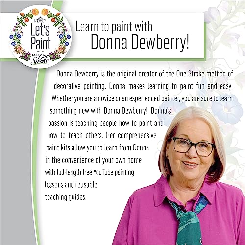 FolkArt Z' Floral One Stroke Kit, Including 10 Multi-Surface Paints, 5 Brushes, 50 Full-Color Teaching Guides, 1 Floating Medium, and a Wood Storage FolkArt