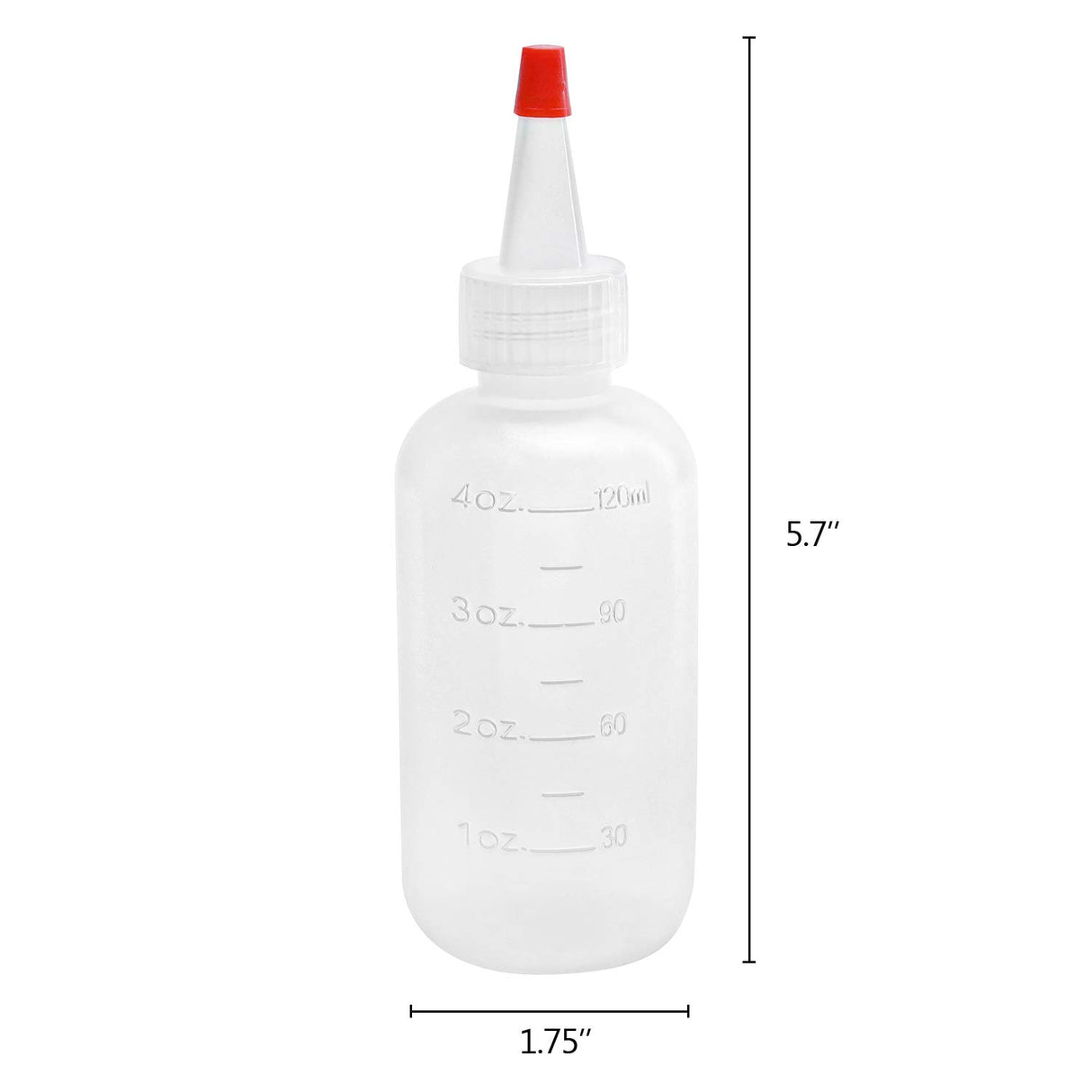 Hedume 30 Pack 4-Ounce Plastic Squeeze Bottles with Red Tip Cap and Measurement - BPA-Free, Latex-Free, Food-Grade - Good for Crafts, Art, Glue, Hedume