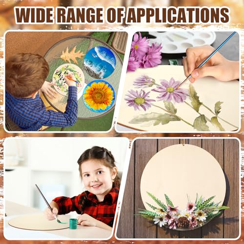 Suzile 20 Pcs 16 Inch Round Wood Circles for Crafts Unfinished Wood Rounds Blank Wood Signs Wood Cutouts Wood Discs for Crafts, Door Hanger, Door Suzile