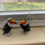 Selsela Toucan Bird Figurine Statue Tropical Yellow Beak Decor Miniature Sculpture Art Wood Carving Selsela