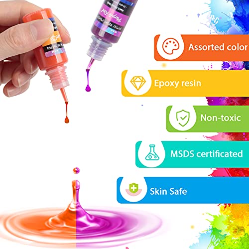 Epoxy Resin Pigment, M.A.K 27 Bottles Transparent Liquid Dye High Concentration Resin Colorant for Crafts Art Coloring, Painting, Jewelry DIY Making,