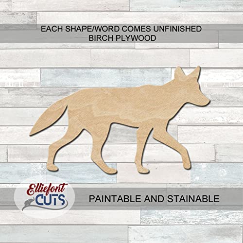 Coyote Wood Cutouts for crafts, Laser Cut Wood Shapes 5mm thick Baltic Birch Wood, Multiple Sizes Available (5") Elliefont Styles