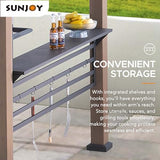 Sunjoy Wooden Grill Gazebo with AC Power Port, 8 x 12 ft. Steel Hardtop Outdoor Gazebo for Year-Round Grilling, Cedar Framed Gazebo with Built-in Sunjoy