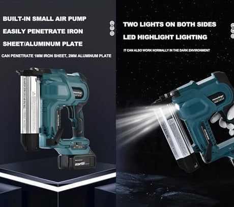 Heimerdinger Cordless Nail Gun,18GA 2 in 1 Nailer/Stapler Gun Compatible with Makita Battery for Upholstery and Woodworking,2 Mode with 500 Staples, Heimerdinger