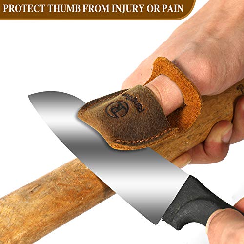 RingSun Thumb Guard Wood Carving Tools, Leather Finger Protector, Handmade Carpenter Working Carving Kit Accessories Brown RS40 Ringsun