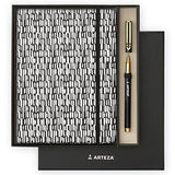 ARTEZA Journal Gift Set, 6 x 8 Inches, 96-Sheet Notebook with Double-Sided Lined Paper and 1 Black Ink Pen, Black and White Design, Office Supplies ARTEZA