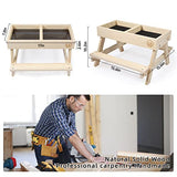 Chicken Picnic Table No Waste, Large Chicken Feeder Handmade Wooden, DIY Chicken Table Feeder Kit, Wild Bird, Duck & Squirrel Feeders No Mess, Mesh CHTSJQW