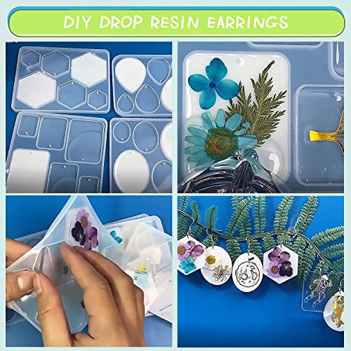 Resin Jewelry Molds,12 PCS Earring Resin Molds Silicone with Hole, Variety Shapes and Size Jewelry Casting Molds for Epoxy Resin, Resin Molds for - WoodArtSupply