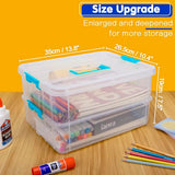 TERGOO 2 Layer Plastic Storage Containers with Lids, Multipurpose Clear Stack & Carry Box, Portable Craft Organizers and Storage Bin for Organizing TERGOO