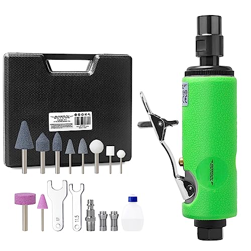 DOTOOL 1/4" Air Die Grinder Kit Straight Pneumatic 28000 RPM Rear Exhaust Polisher with 1/4"(6MM) and 1/8"(3MM) Collets Mini and Compact Size, DOTOOL