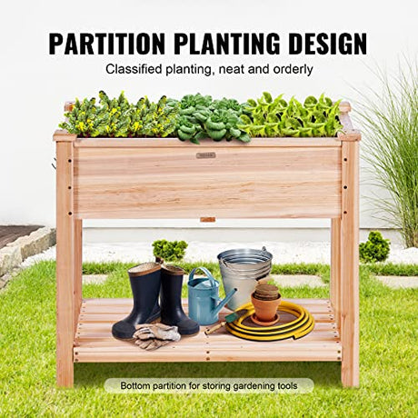 VEVOR Raised Garden Bed 34x18x30in with Sturdy Legs, High End Natural Fir Wood Planter Box Elevated Planting Stand for Backyard/Garden/Patio/Balcony VEVOR