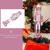 SEWACC Christmas Nutcracker Wooden Nutcracker Ornaments Christmas Decoration Unfinished Nutcracker Figurines Puppet (Pink) SEWACC