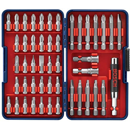 BOSCH T4047 47-Piece High-Carbon Steel Hex Shank Screwdriver Bit Assorted Set - WoodArtSupply