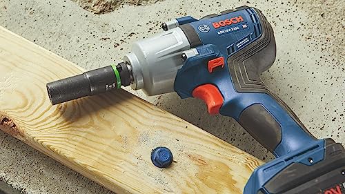 BOSCH GDS18V-330CB25 18V Brushless Connected-Ready 1/2 In. Mid-Torque Impact Wrench Kit with Friction Ring and Thru-Hole and (2) CORE18V® 4 Ah - WoodArtSupply