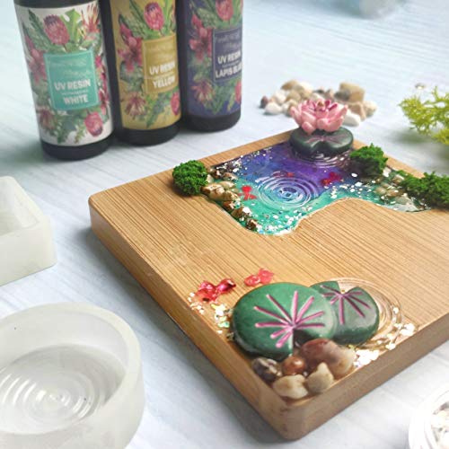 FUNSHOWCASE Wood Coaster Set Epoxy Resin Casting Craft Kit River Edge 5-Count FUNSHOWCASE