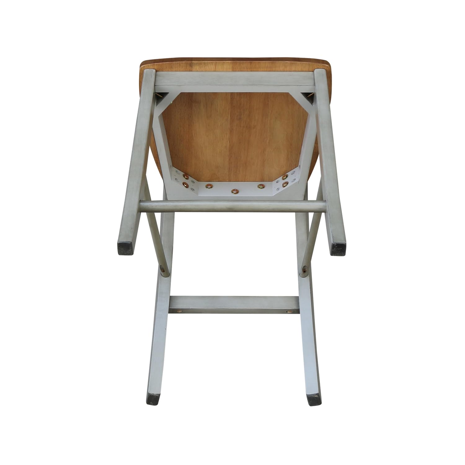 IC International Concepts International Concepts X-Back Counter Stool-24 Seat Height Stool, 24 Inches, Distressed Hickory/Stone - WoodArtSupply