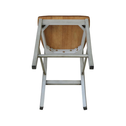 IC International Concepts International Concepts X-Back Counter Stool-24 Seat Height Stool, 24 Inches, Distressed Hickory/Stone - WoodArtSupply