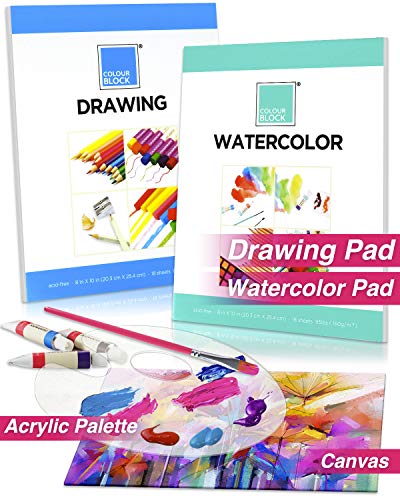 COLOUR BLOCK 151pc Mixed Media Art Set in Aluminum Case with Paints, Brushes, Sketchbooks - Ideal for Gifting - Portable & Diverse Painting Supplies COLOUR BLOCK