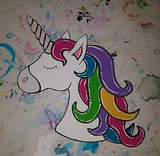 Unicorn Head Design by Lines Cutout Unfinished Wood Mystical Theme Kids Nursery Decor Door Hanger MDF Shaped Canvas Style 5 (6") Diverse Woodworking