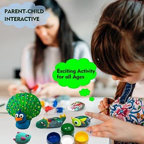 Lymoc Rock Painting Kit,Seashell Painting Kit,50 Pcs Arts and Crafts Activities Kits Gift for Kids Ages 6-12+, with 21 Paints Creative Art Toys for - WoodArtSupply