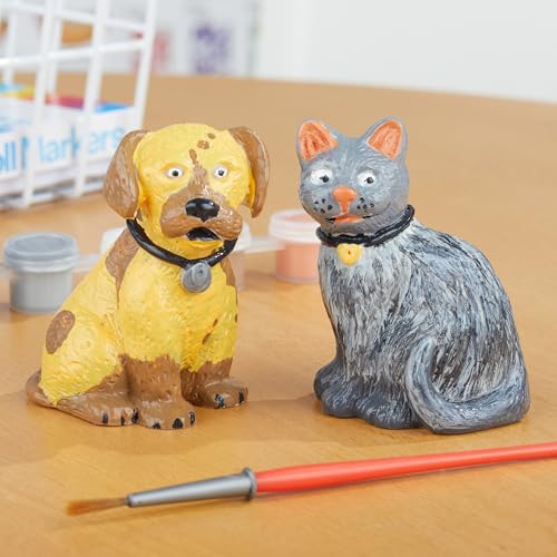 Melissa & Doug Created by Me! Pet Figurines Craft Kit (Resin Dog and Cat, 6 Paints, Paintbrush) - WoodArtSupply