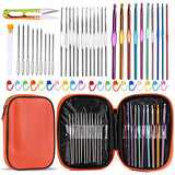 IMZAY 54 Pcs Crochet Needles Set, Crochet Hooks Kit with Storage Case, Ergonomic Knitting Needles Blunt Needles Stitch Marker DIY Hand Knitting Craft IMZAY