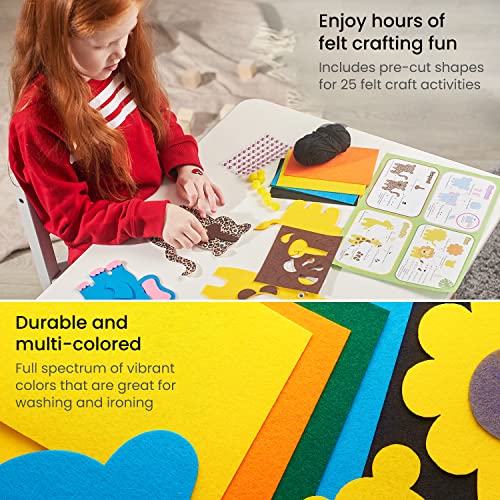 Arteza Kids Felt Kit, 357 Pieces, 25 Pre-Cut Animal Shapes, 5 Felt Sheets, 140 Mini-Pieces, Gemstone Stickers, Yarn, Glue, and Accessories – ARTEZA