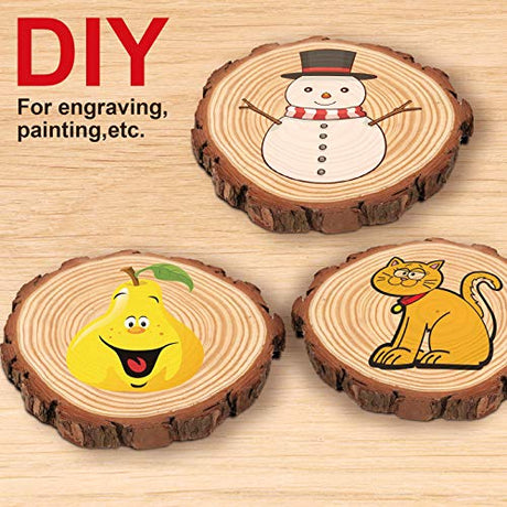 HOZEON 8 PCS 8-9 Inches Natural Wood Slices, Smooth Rustic Unfinished Wood Slices, Wood Slices for Crafts, Arts, Wedding Decoration, Christmas, HOZEON
