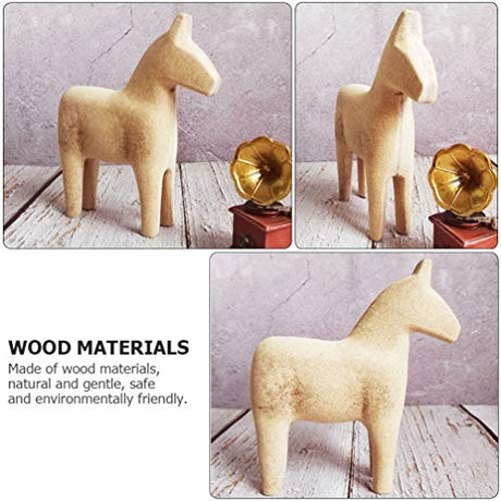 HEALLILY Vintage Unfinished Swedish Wooden Dala Horse Unfinished Wooden Horse Figurine Statue Horse Painting by Yourself S HEALLILY
