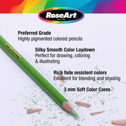 RoseArt Premium 72ct Colored Pencils – Art Supplies for Drawing, Sketching, Adult Colors, Soft Core Color Pencils 72 Pack, multi