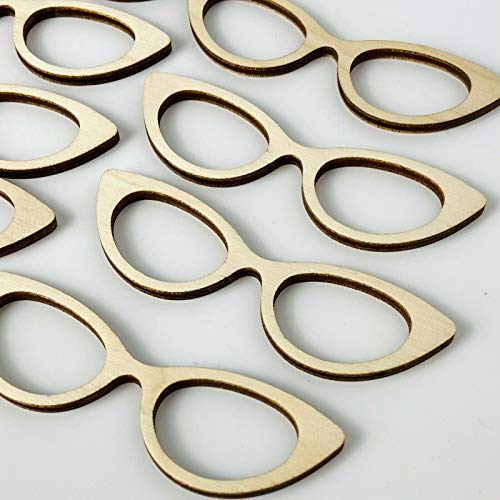 6-Pack Cat's Eye Glasses Unfinished Wood Cutout DIY Crafts Door Hanger Sign Ready to Paint Crafts All Sizes Texan Wood Crafts