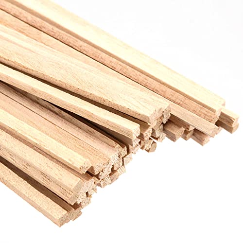 TAICHEUT 300 Pack 1/8" x 12" Balsa Wood Sticks Wood Strips, Unfinished Wooden Square Dowel Rod, Hardwood Square Dowels for Painting, Coloring, DIY