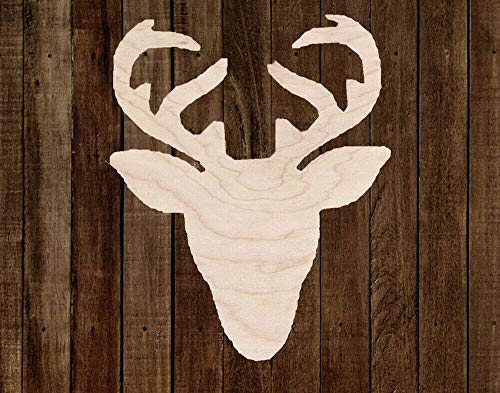 3 Set of 4 Deer Buck Head Unfinished Wood Cutout Cut Out Shapes Crafts Cabin Sign