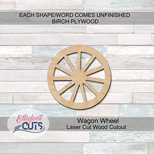 Wagon Wheel Wood Cutouts for crafts, Laser Cut Wood Shapes 5mm thick Baltic Birch Wood, Multiple Sizes Available Elliefont Styles