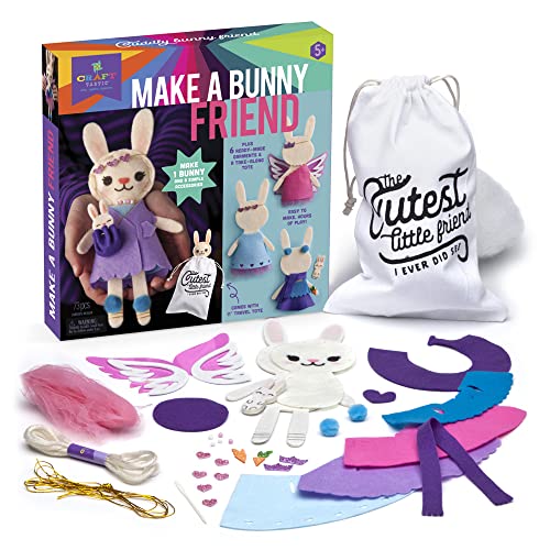 Craft-tastic – Make a Bunny Friend Craft Kit – Learn to Make 1 Easy-to-Sew Stuffie with Clothes & Accessories Craft-tastic