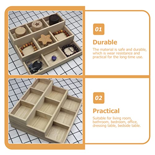 Zerodeko Wood Jewelry Tray 9 Grid Drawer Organizer Showcase Display Box Ring Earrings Holder Coffee Station Organizer Snacks Dried Fruits Platter - WoodArtSupply