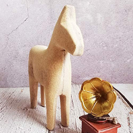 HEALLILY Vintage Unfinished Swedish Wooden Dala Horse Unfinished Wooden Horse Figurine Statue Horse Painting by Yourself S HEALLILY