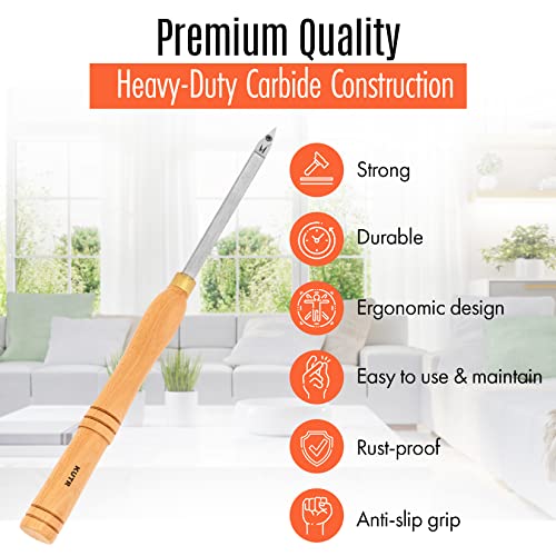 Full Size Professional Carbide Wood Turning Tools for Lathe Woodworking, 4 Pc. Set, Heavy Duty Rougher, Finishers, Detailer, and Replacement Cutting KUTR