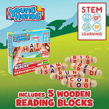 Creative Kids Wooden Reading Blocks - Set of 5 Spinning Alphabet Blocks w/ Easy-Grip Handles - Kindergarten Preschool Learning Activities Letter Work Creative Kids