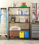 Whitmor Supreme Tier Shelving 5 Adjustable Shelving-500 Pound Weight Capacity Per Shelf-Leveling Feet, 18" x 48" x 74", Black Whitmor