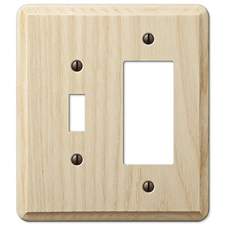 AMERTAC WESTEK 401TR Toggle/1 Rocker Traditional Unfinished Ash Wood Wallplate, No Size, No Color AmerTac