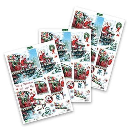 Katy Sue Santa Claus-Themed Paper Tole 3D Die Cut Decoupage Selection Pack. Contains 12 Die-Cut Sheets in Letter Size (4 Designs, 3 Copies of Each) - - WoodArtSupply