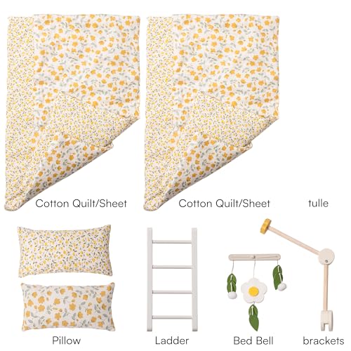 ROBOTIME Doll Bunk Beds Cradle for 18 inch Dolls, Wooden Baby Doll Beds Cribs fits American Girls (Wood, 2 Pcs Beds) ROBOTIME