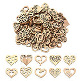 KitBeads 100pcs Wood Heart Cutouts Hollow Wood Heart Embellishments Valentine Love Heart Shape Laser Cut Ornaments for Crafts DIY Home Decorations KitBeads