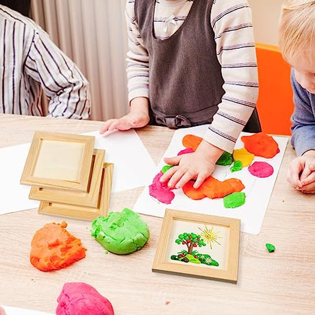 Tofficu 10 Pcs Wooden Picture Frames for Crafts, 4.72X4.72 Unfinished Wooden Frames Paintable Picture Frames, Wood Frames for Crafts Painting Tofficu