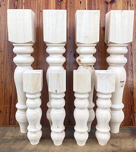 CAROLINA LEG CO. Chunky Pine Dining and Bench Combo - Farmhouse Legs - Set of 4 Dining and Bench Legs - Unfinished - Made in NC CAROLINA LEG CO.